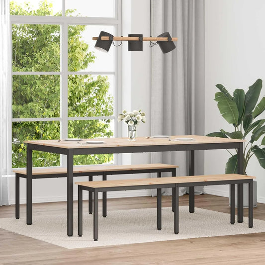 Masywny stół z drewna sosnowego — 180 × 90 × 75 cm, z litego drewna, z metalu