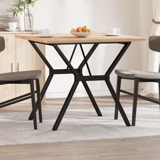 Stół do jadalni w kształcie litery Y 90 x 90 — z drewna, 90 × 90 × 75, 5 cm, z litego drewna, z metalu
