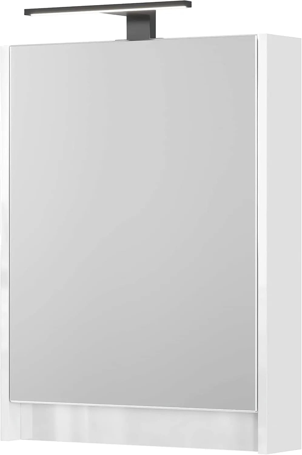 Planetmöbel Szafka łazienkowa i słupek do łazienki z lustrem i oświetleniem szer. 50 cm — wyświetlacz LED, czarny