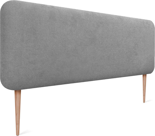 Gładki Zaokrąglony Zagłówek Tapicerowany z Tkaniny Aqualine z Nóżkami Akustyczne: tapicerka materiałowa, 140cm, szary