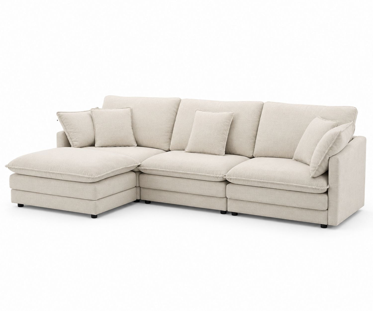 Kanapa narożna beżowa z tkaniny 300x150x85 cm