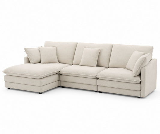 Kanapa narożna beżowa z tkaniny 300x150x85 cm