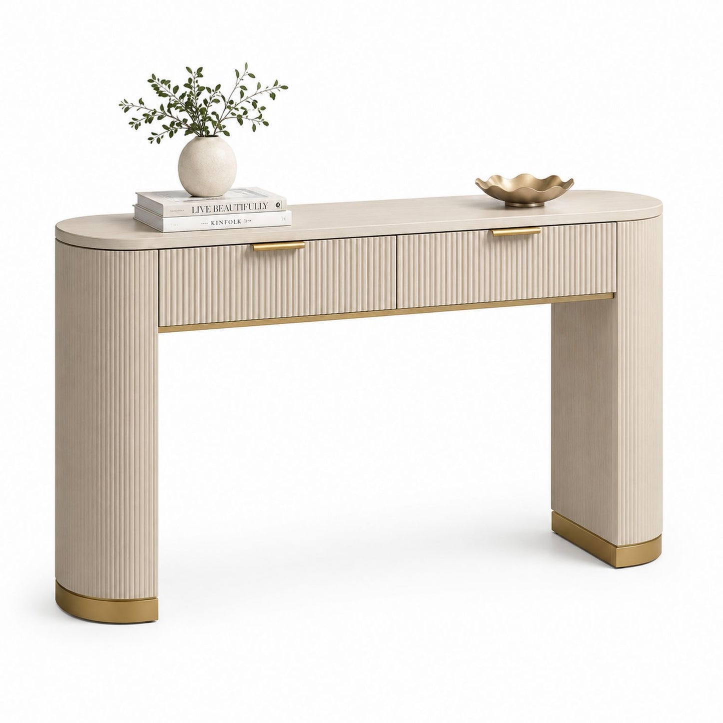 Konsola z drewna MDF z metalowym wykończeniem 120x40x80 cm