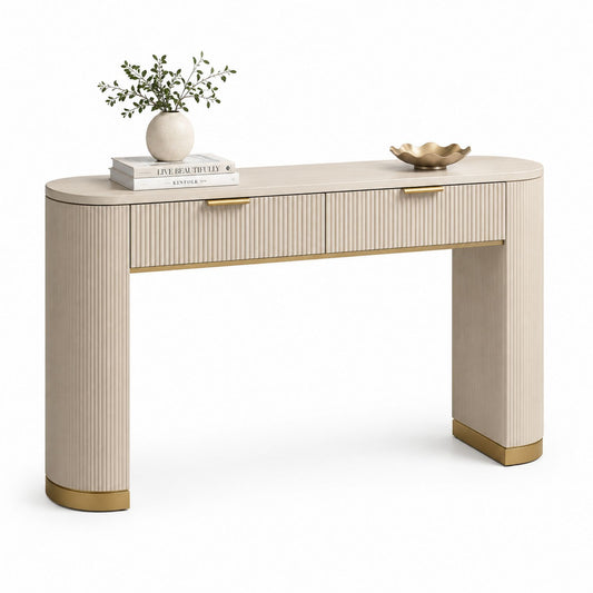Konsola z drewna MDF z metalowym wykończeniem 120x40x80 cm