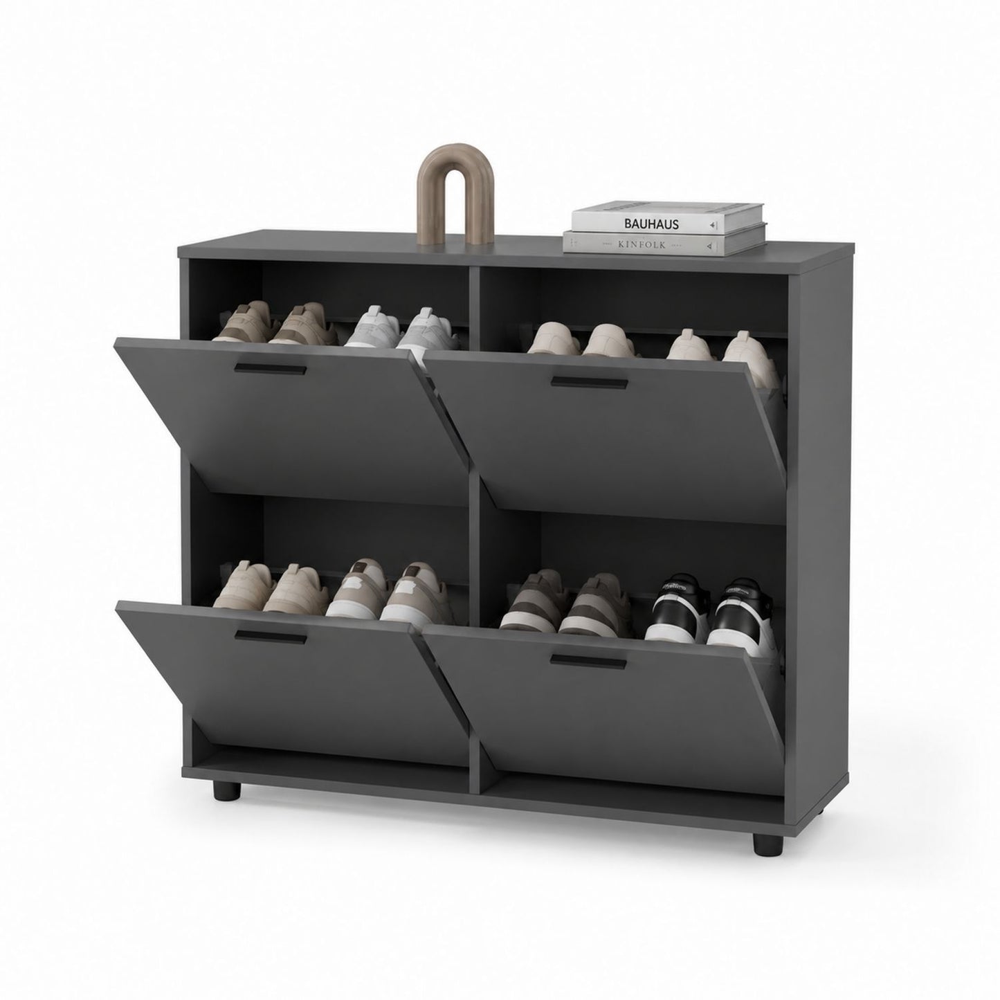 Szafka na buty z uchylnymi drzwiami z płyty laminowanej antracytowa
